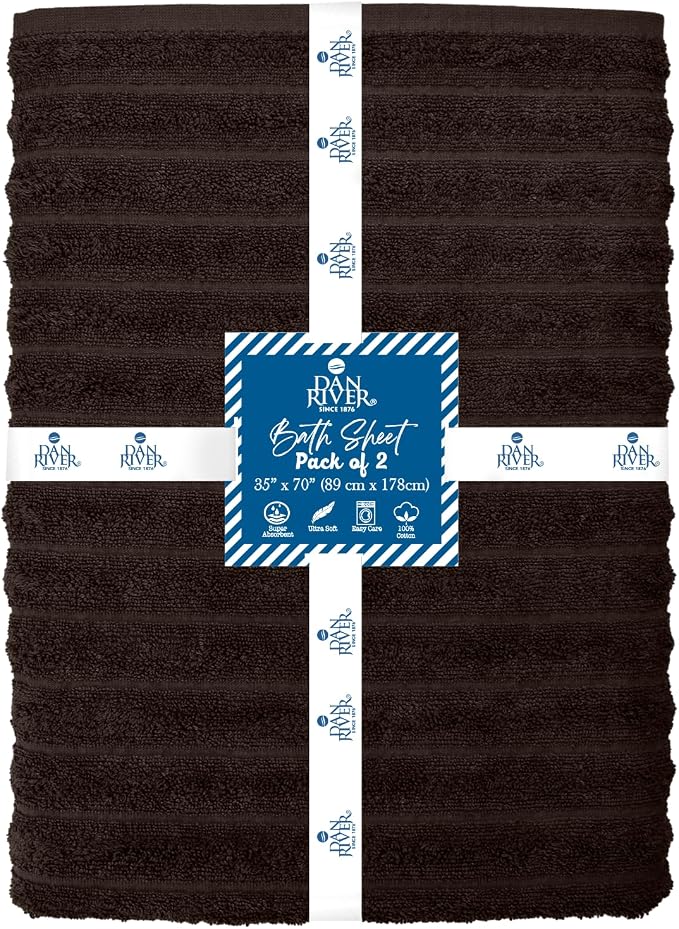 DAN RIVER Pack of 2 Bath Sheet 35x70 Inches, Ribbed Oversized Bath Sheets Towels - Image 2