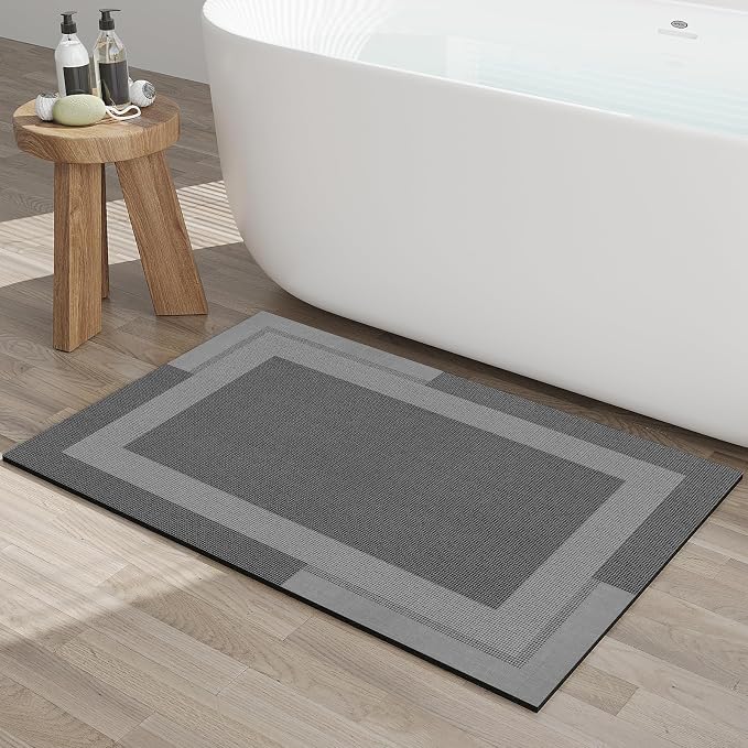Non Slip Bath Mat, Rubber Backing Ultra Thin Bathroom Rugs Fit Under Door Quick by YDKGL