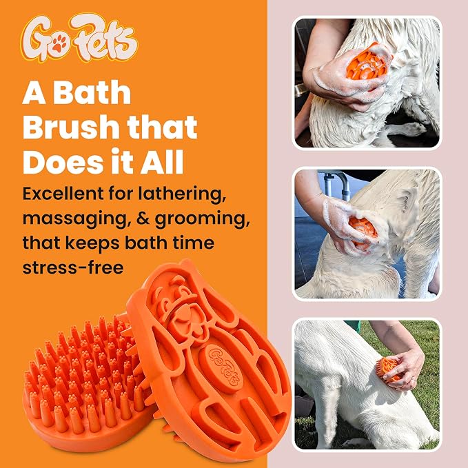 GoPets Curry Comb Bath Brush for Cleaning & Grooming, Silicone Shampoo Scrubber - Image 4