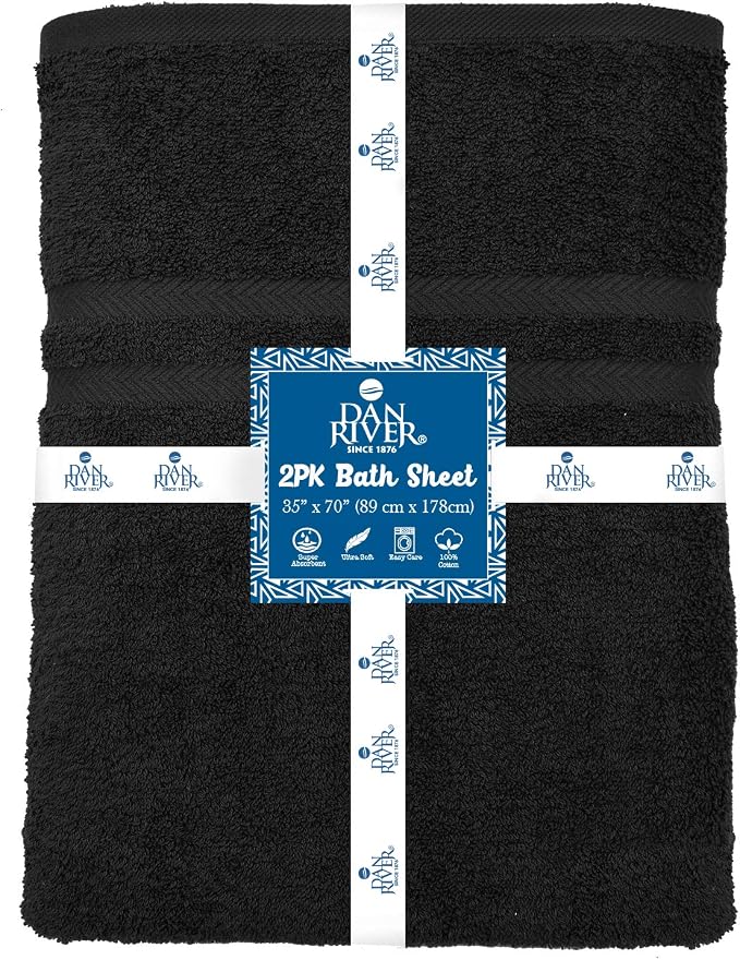 DAN RIVER 2 Pack Luxury Bath Sheets 35x70, 600 GSM, Soft & Quick Dry 100% Ring - Image 2