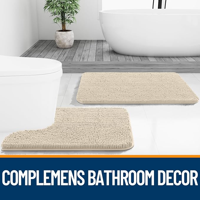 OLANLY Bathroom Rugs 24x16, Extra Soft Absorbent Chenille Bath Rugs, Rubber - Image 7