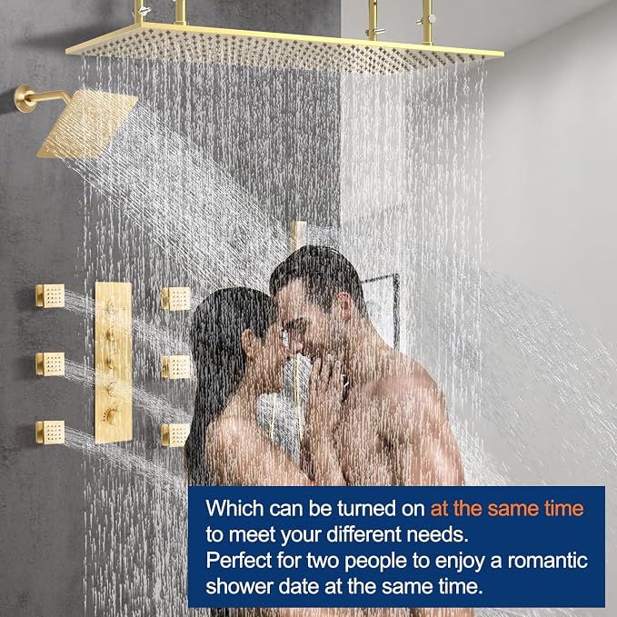 Dual Shower Heads System 16"x32" Ceiling Mount Rainfall and 6" Wall Mounted - Image 3