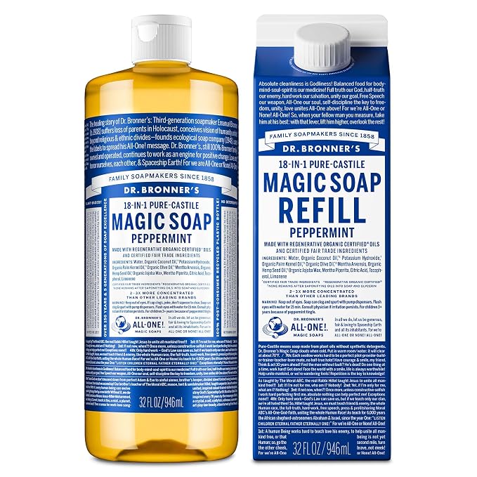 Dr. Bronner's Pure-Castile Liquid Magic Soap Bottle & Refill Carton by DrBronners
