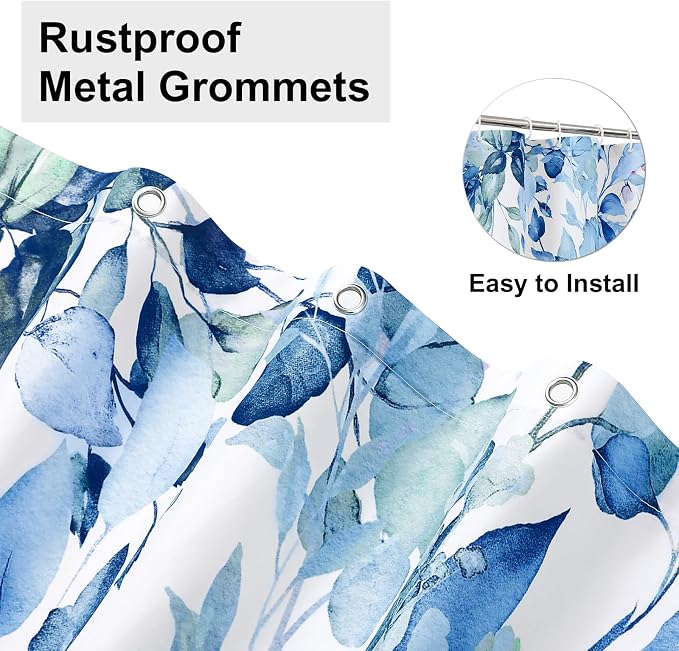 Colorful Star Blue Eucalyptus Waterproof Shower Curtain Set - Image 4