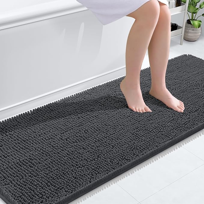 OLANLY Bathroom Rugs 70x24, Extra Soft Absorbent Chenille Bath Rugs, Rubber by OLANLY