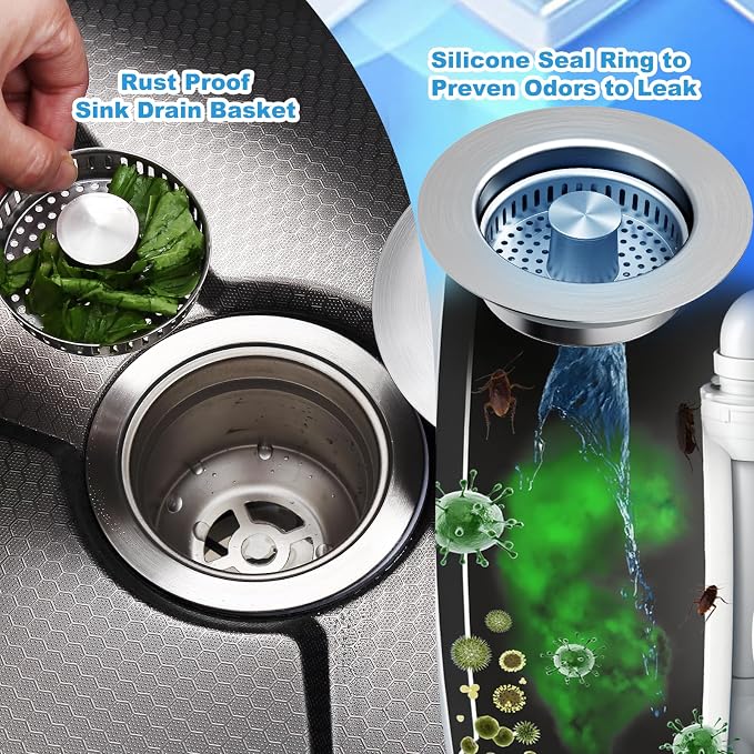 2 Pack Kitchen Sink Drain Strainer & Stopper - Image 6