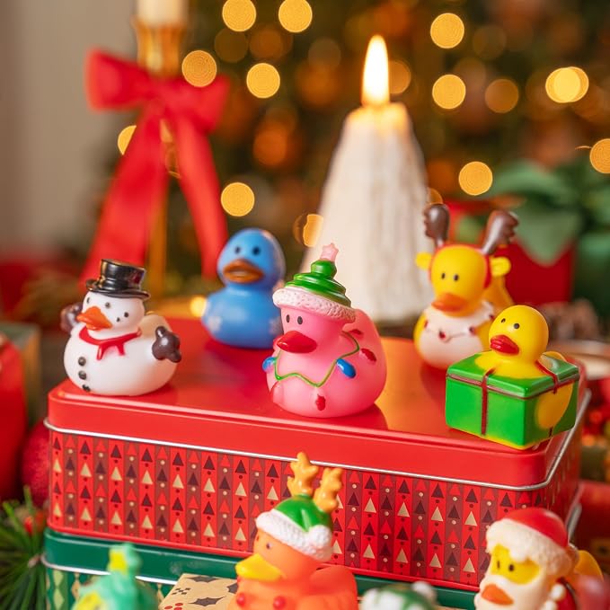JOYIN 24 Pcs Christmas Ducks Bath Toys, Mini Ducky Baby Bathtub Shower Pool Toys - Image 5