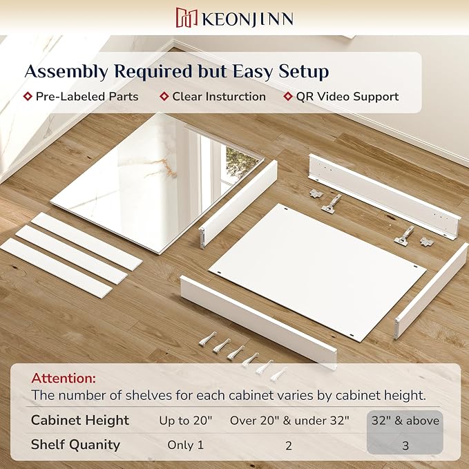 Keonjinn 40 x 32 Inch Large Medicine Cabinet Mirror, Assembly Required - Image 3