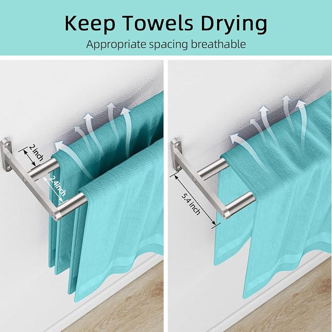 Taaji 16 Inch Towel Rack for Bathroom, Stainless Steel Double Towel Bar Rod - Image 3