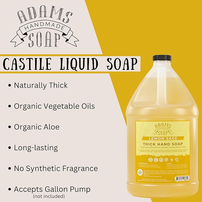 Adams Handmade Soap Thick Organic Castile Liquid Hand Soap 1 Gallon Refill - Image 3