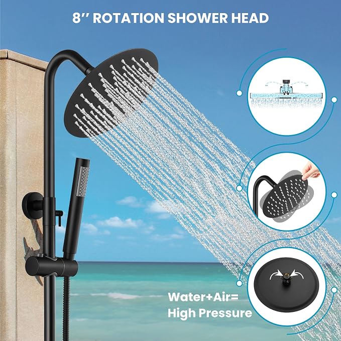 gotonovo SUS304 Outdoor Shower Fixture High Pressure Shower System Wall Mount 2 - Image 4