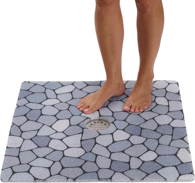 Shower Mat with Center Drain Hole by ENKOSI