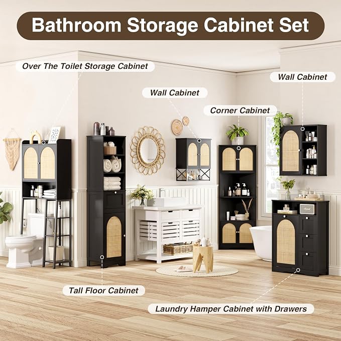 Rattan Over The Toilet Storage Cabinet - Image 6