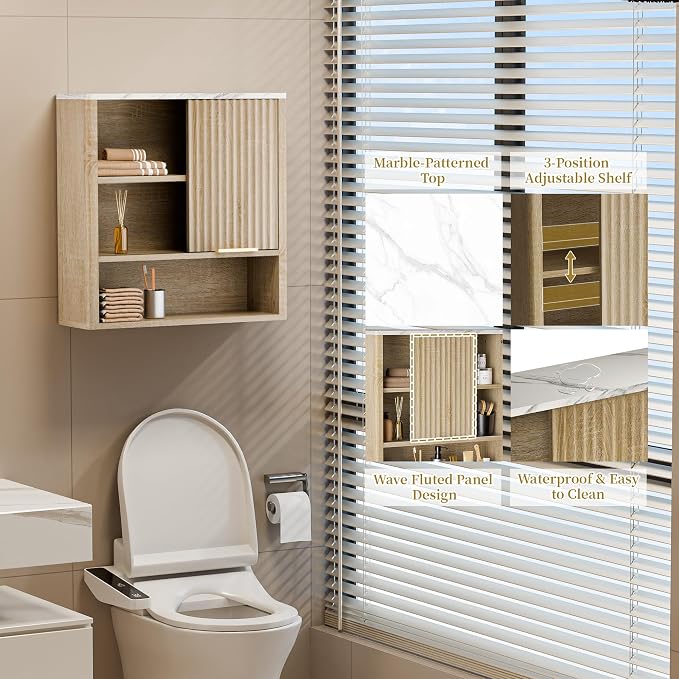 24” Bathroom Wall Cabinet, Modern Wood Medicine Cabinet - Image 3