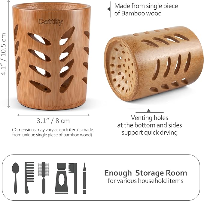 2-Pack of Eco-Friendly Bamboo Toothbrush Holders - Image 2