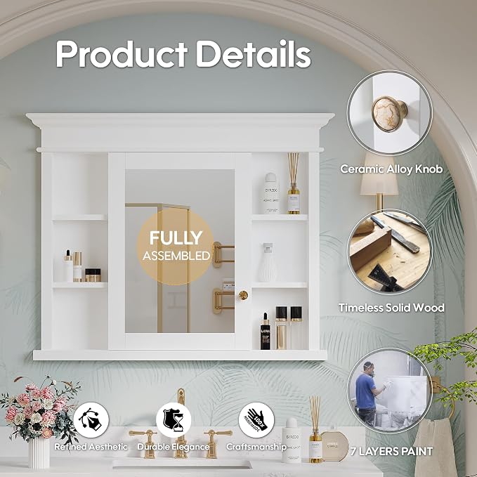 WELLFOR40 x 32" Bathroom Medicine Cabinet - Image 7