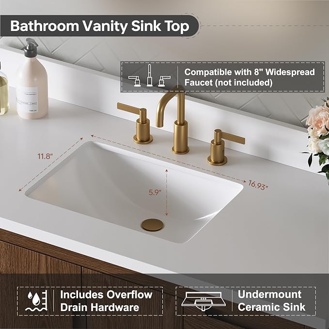 48 Inch Bathroom Vanity with Sink, Solid Wood Bathroom Cabinet with Soft - Image 8