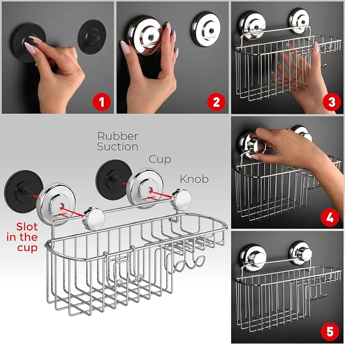 HASKO Shower Caddy Suction Cup, Shower Shelf - Image 7