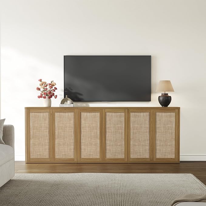 SICOTAS Rattan Sideboard Buffet Console Table - Image 4
