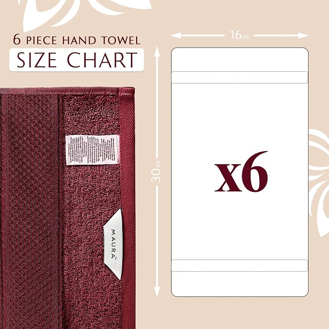 MAURA Wine Red Hand Towels for Bathroom. Luxury Turkish Cotton Bath Hand Towels - Image 3