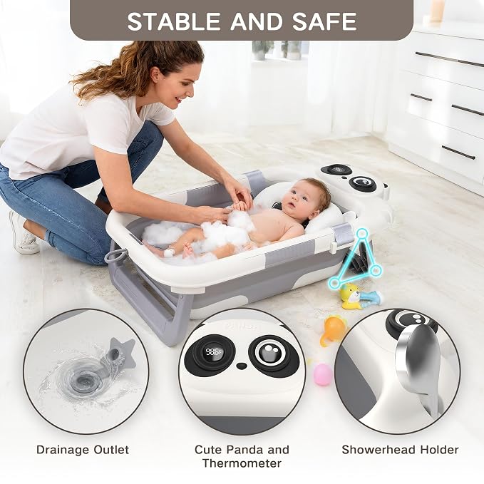 Collapsible Baby Bathtub for Newborn to Toddler, Portable Baby Bath Tub for - Image 4