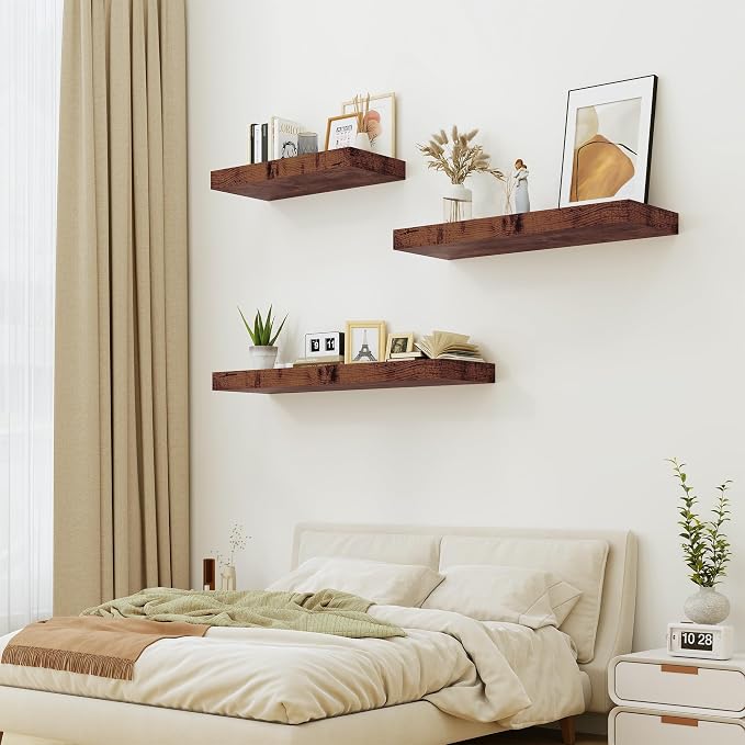 Heimlove Rustic Brown Bathroom Shelves Floating Shelves - Image 6