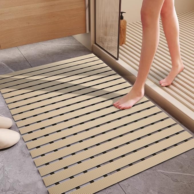 Non Slip Large Shower Mat, Non Suction Cups Shower Mats by Tiamo