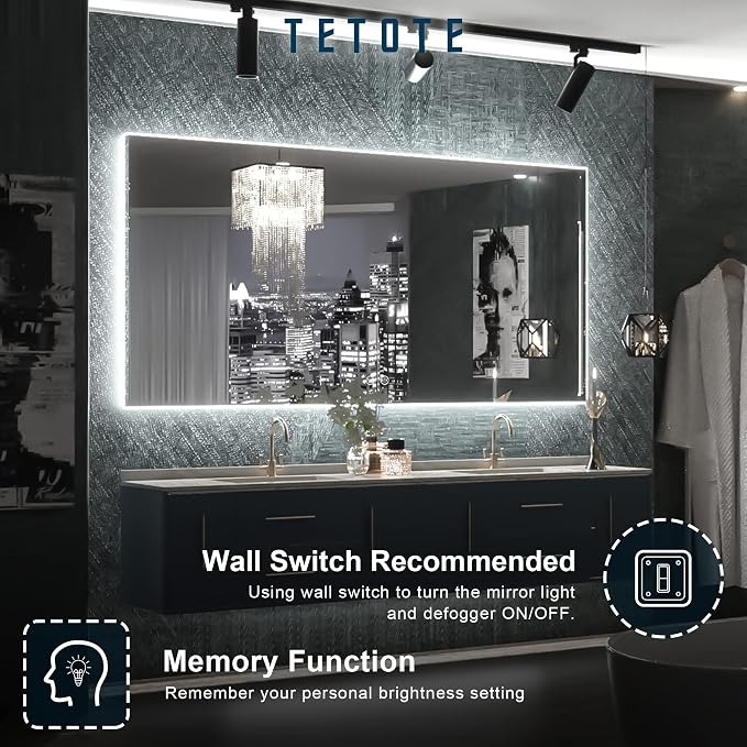 TETOTE 48 x 24 LED Backlit Bathroom Mirror - Image 7