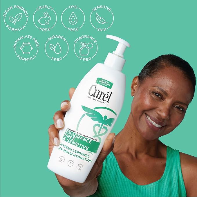 Curel Fragrance Free Lotion for Sensitive and Dry skin, Non-Greasy Hand and - Image 3