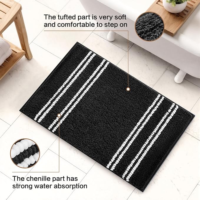 Kmson Bathroom Rugs Mat, Non-Slip Fluffy Thick Water Absorbent Microfiber Mat - Image 3