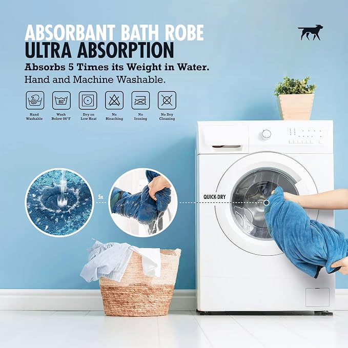 Tuff Pupper Fast Drying Dog Bath Robe | 800 GSM Plush Dog Towel - Image 6