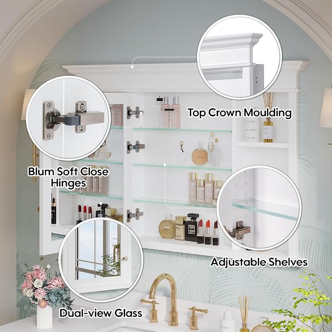WELLFOR 48"x 32" Bathroom Medicine Cabinet - Image 8