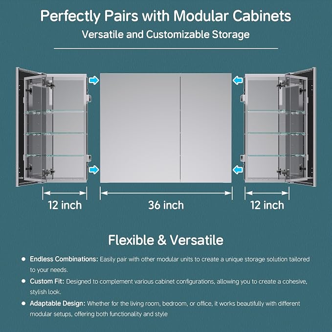24"x30" Medicine Cabinet Mirror, Aluminum Silver Recessed Medicine Cabinet - Image 9
