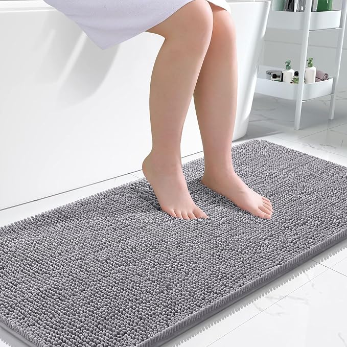 OLANLY Bathroom Rugs 47x24, Extra Soft Absorbent Chenille Bath Rugs, Rubber by OLANLY