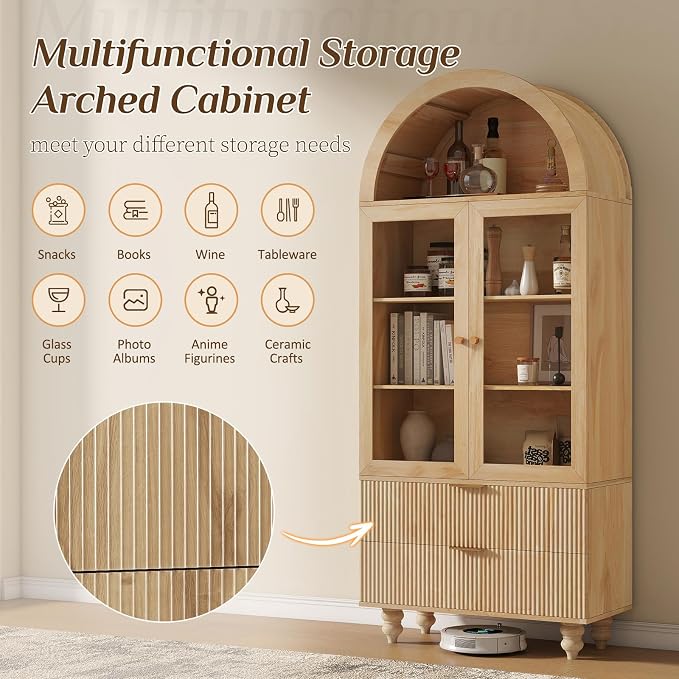 71" Tall Arched Pantry Cabinet - Image 5
