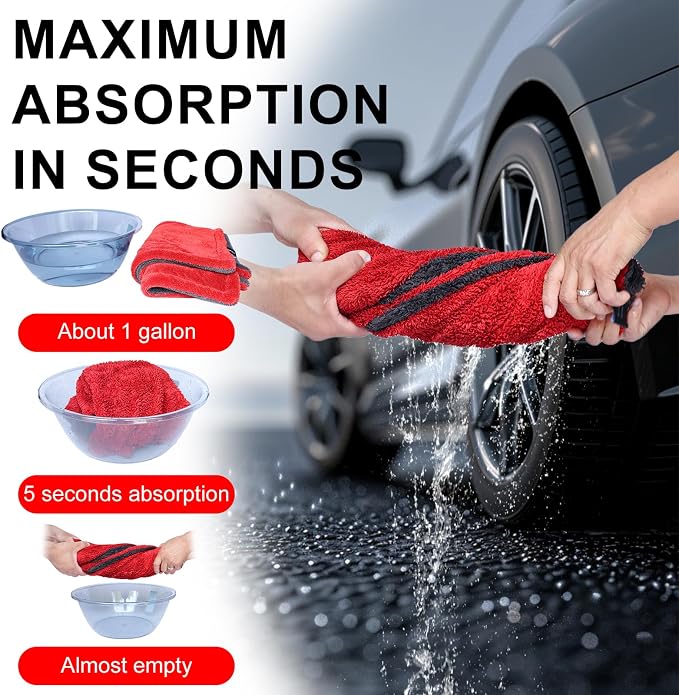 2 Pack XL Car Drying Towel – 1300GSM Ultra Absorbent Microfiber, Twisted Loop - Image 6