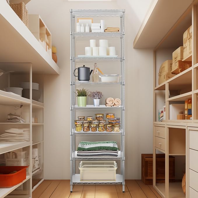 Finnhomy 8-Tier Wire Shelving Unit Adjustable Steel Wire Rack Shelving - Image 2