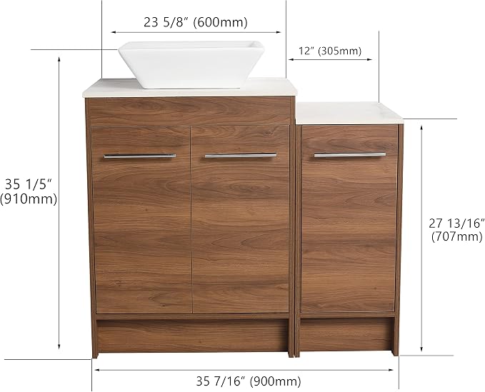 36 Inch Bathroom Vanity with Sink, Mordern Bathroom Vanity, Single Sink - Image 2