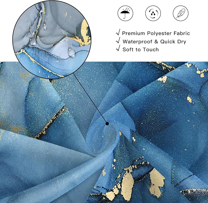 Blue Marble Shower Curtain, Modern Abstract Fabric Shower Curtains - Image 4