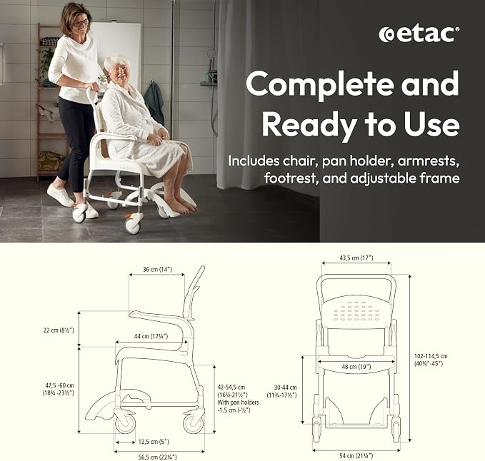 Etac Clean Rolling Shower Chair - Image 3