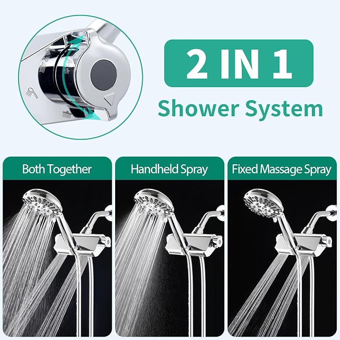 Filtered Shower Head with Handheld Combo, Hard Water Filter Shower Head with 9 - Image 2