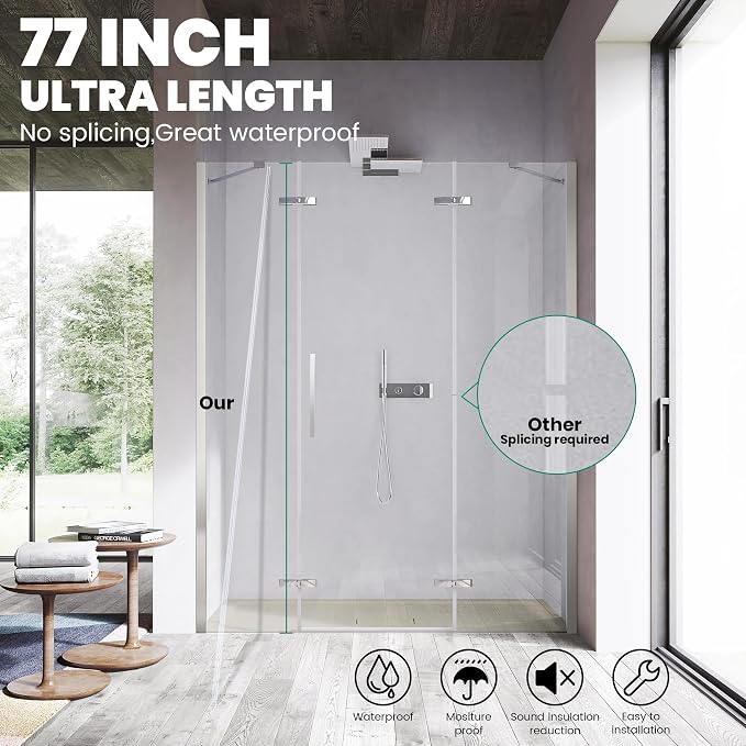 3 Pack Frameless Shower Door Bottom&Side Seal, Stop Water Leaks Bind Doors - Image 4