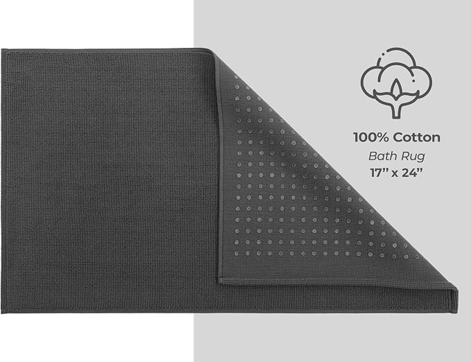 American Soft Linen Bath Rug, 17 in 24 in 100% Cotton Bath Mats Rugs - Image 5