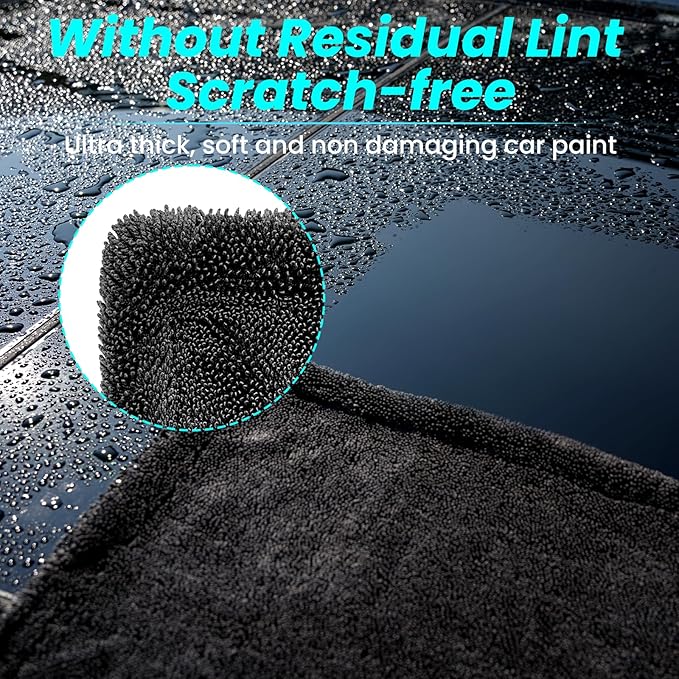 2 Pack 1300 GSM Car Drying Towel, Double-Sided Microfiber Towels - Image 5