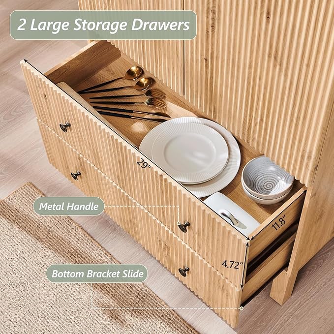Fluted Arched Pantry Cabinet, Freestanding Morden Versatile Cupboard - Image 4