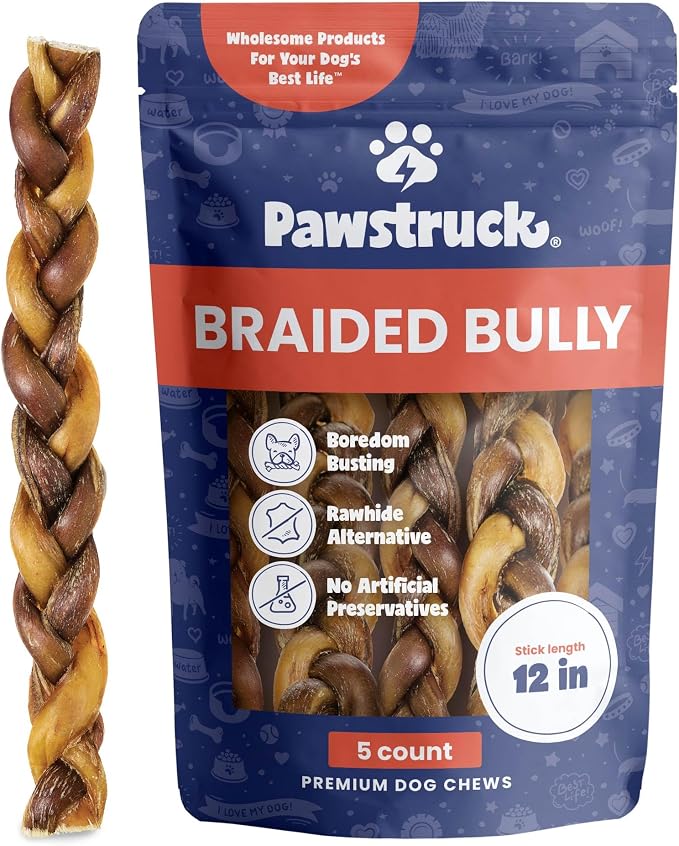 Pawstruck Natural 12" Braided Bully Sticks by Pawstruck