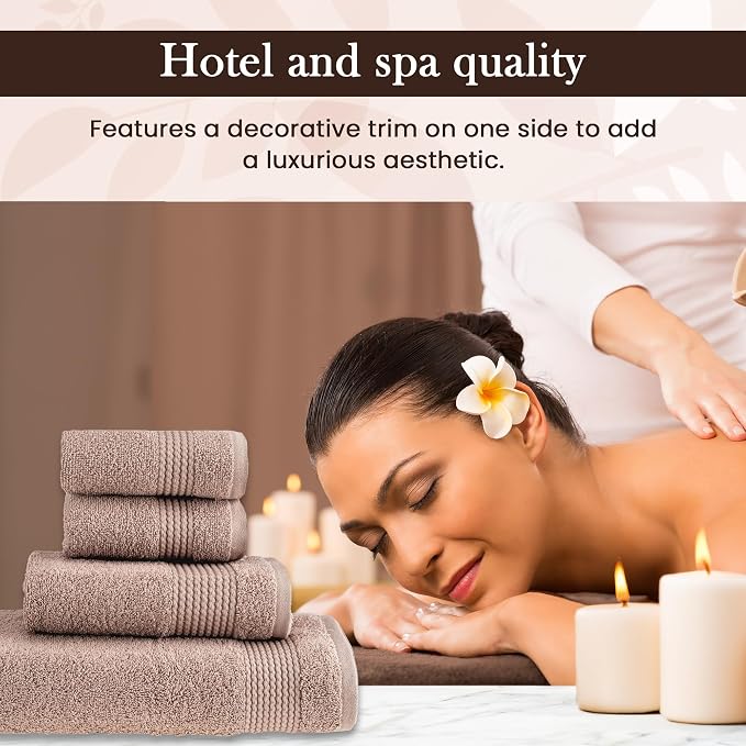 HALLEY Turkish Cotton Towels 1 Bath Towel 1 Hand Towel 2 Washcloths, Super Soft - Image 4