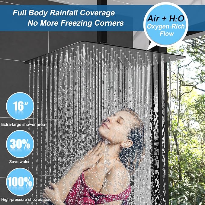 Enga Thermostatic Dual Rain Shower System, Shower Faucet Set - Image 5