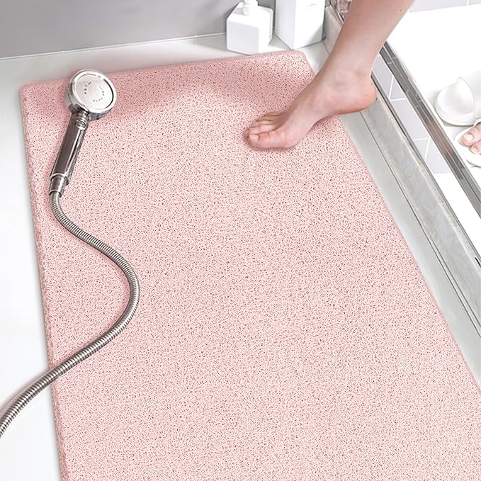 godehone Shower Mats Non Slip Without Suction Cups, PVC Loofah Bathroom Mats by godehone