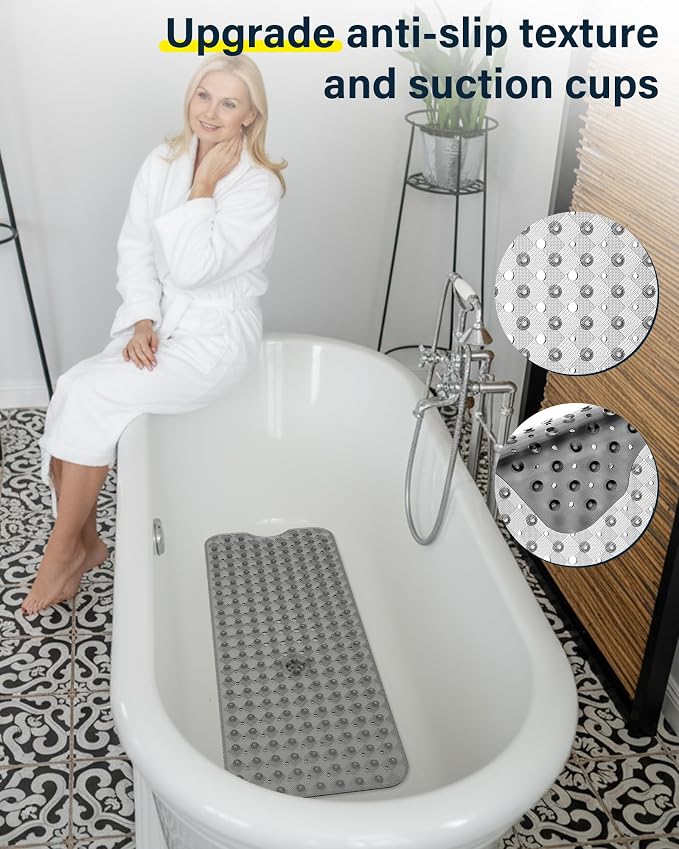 Non Slip Bathtub Mat for Tub & Shower, Machine Washable 40"x16" Anti Slip Bath - Image 2